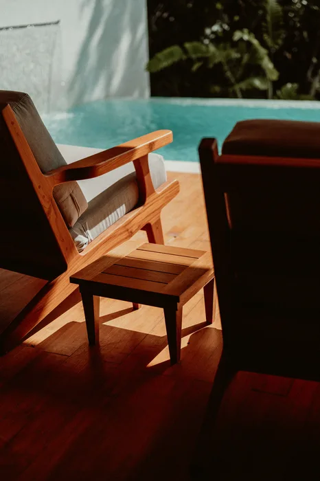 Poolside seating at Taru