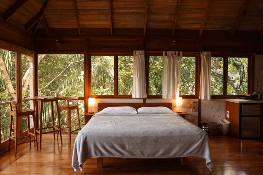 Jungle Canopy Bungalow, a treetop vacation rental in Montezuma, Costa Rica, with a king bed and rainforest views
